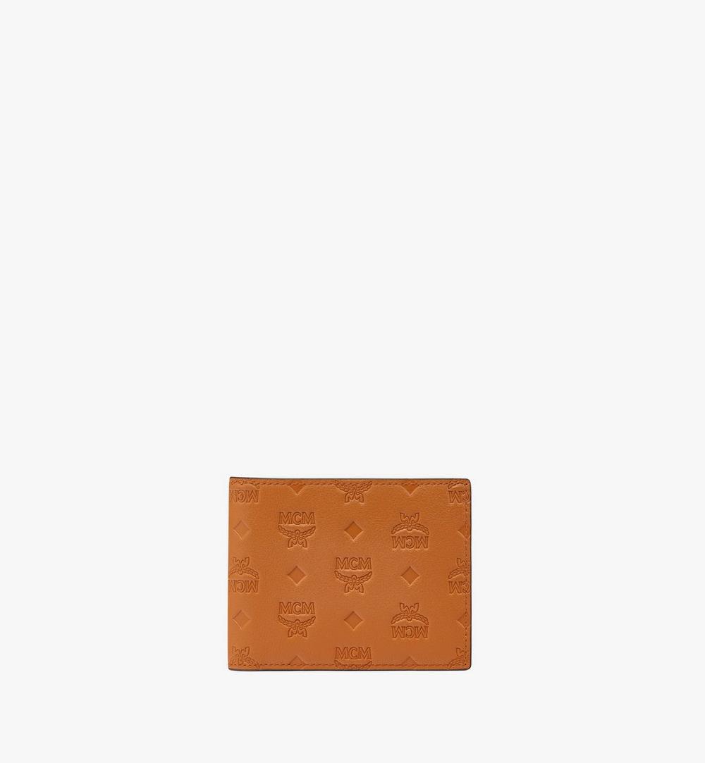 Portefeuille à deux volets avec porte-cartes en cuir gaufré avec monogramme. 1